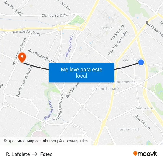 R. Lafaiete to Fatec map
