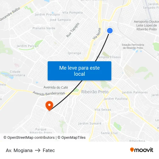 Av. Mogiana to Fatec map