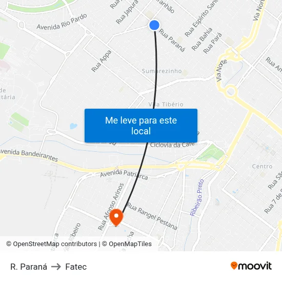 R. Paraná to Fatec map