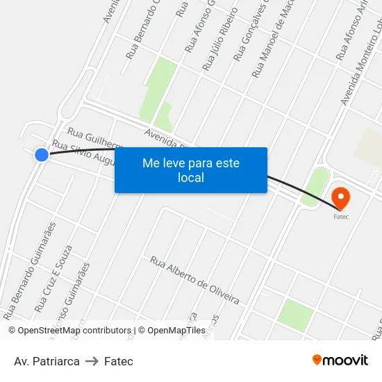 Av. Patriarca to Fatec map