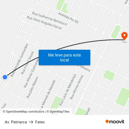 Av. Patriarca to Fatec map