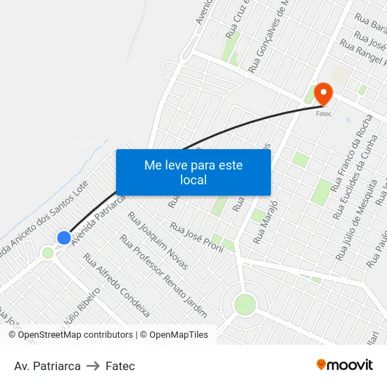 Av. Patriarca to Fatec map