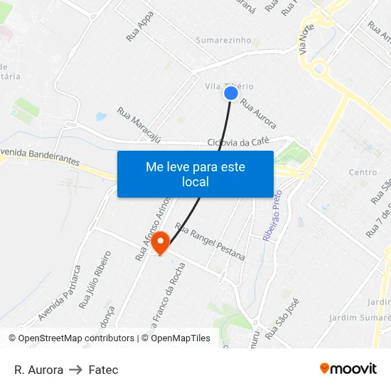 R. Aurora to Fatec map
