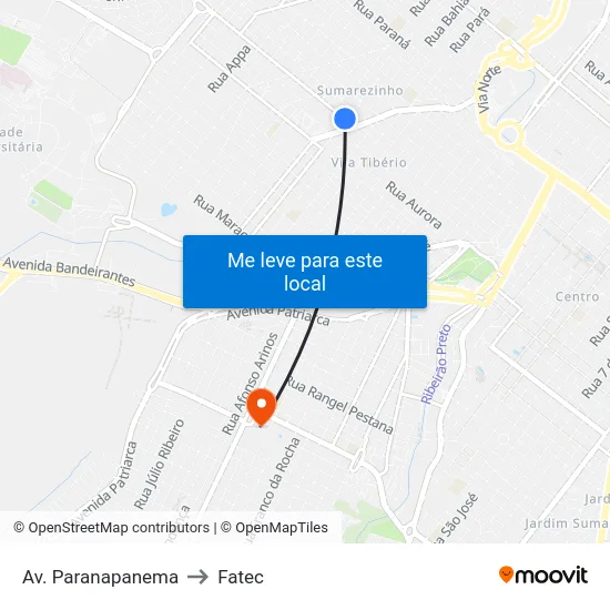 Av. Paranapanema to Fatec map