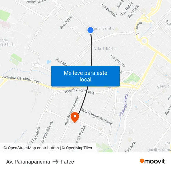 Av. Paranapanema to Fatec map
