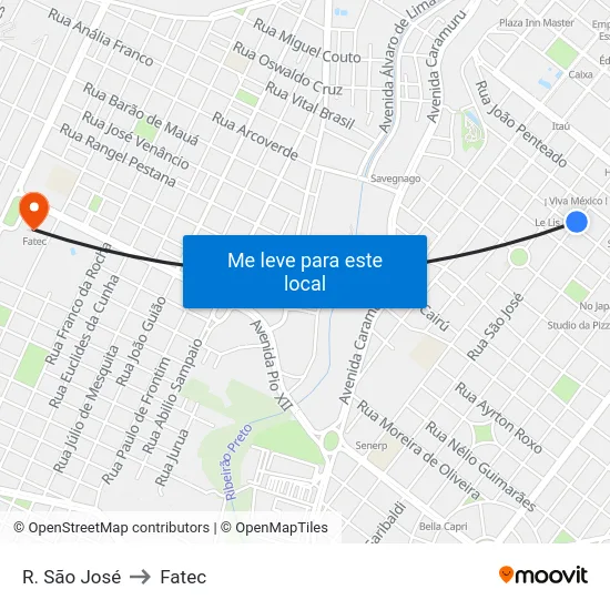 R. São José to Fatec map