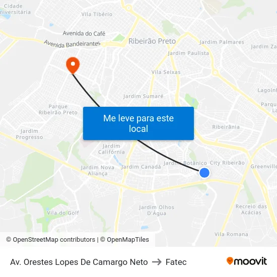 Av. Orestes Lopes De Camargo Neto to Fatec map