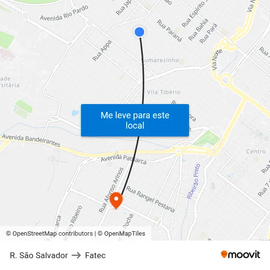 R. São Salvador to Fatec map