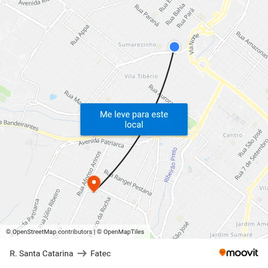 R. Santa Catarina to Fatec map