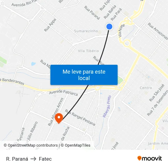 R. Paraná to Fatec map