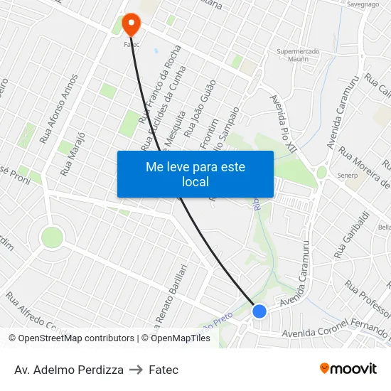 Av. Adelmo Perdizza to Fatec map