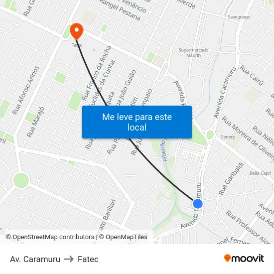 Av. Caramuru to Fatec map