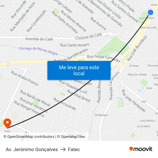 Av. Jerônimo Gonçalves to Fatec map