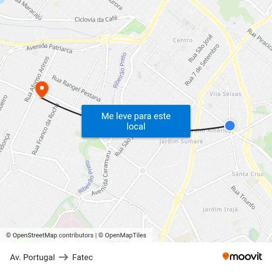 Av. Portugal to Fatec map