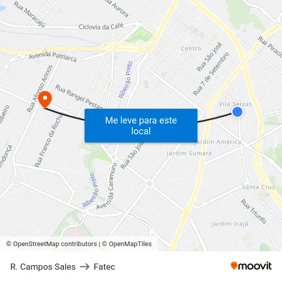 R. Campos Sales to Fatec map