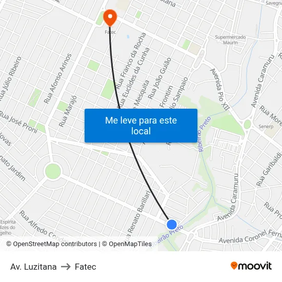 Av. Luzitana to Fatec map