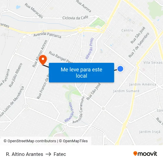 R. Altino Arantes to Fatec map