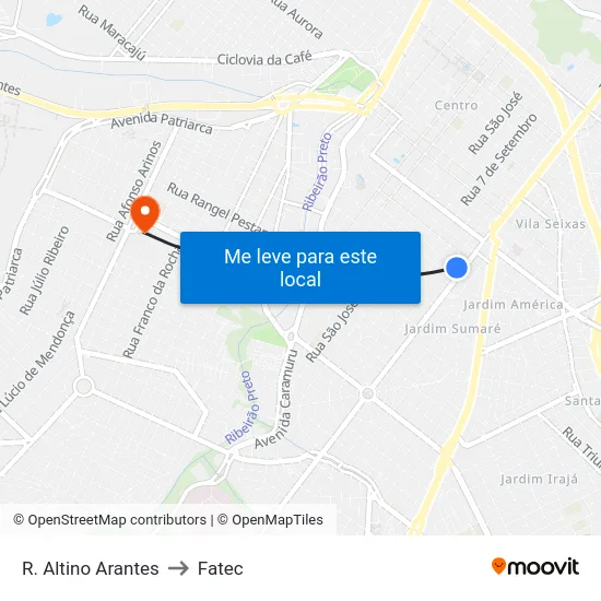 R. Altino Arantes to Fatec map