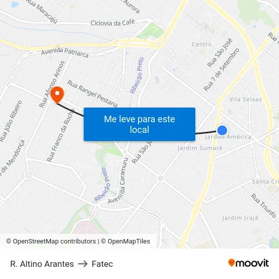R. Altino Arantes to Fatec map