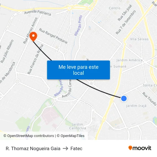 R. Thomaz Nogueira Gaia to Fatec map