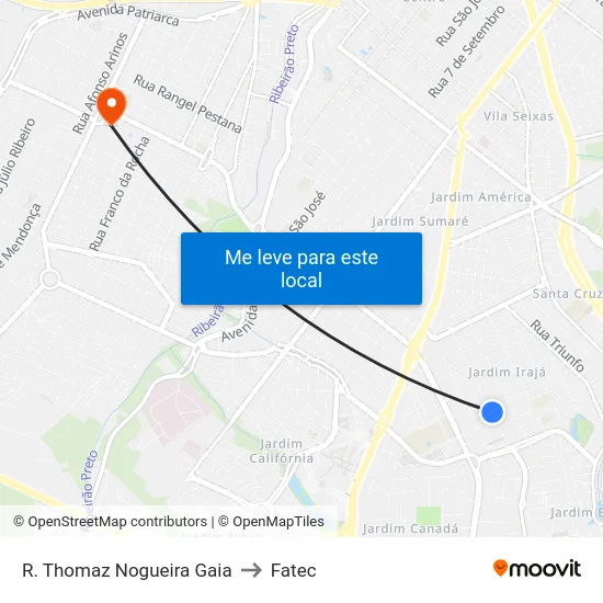 R. Thomaz Nogueira Gaia to Fatec map