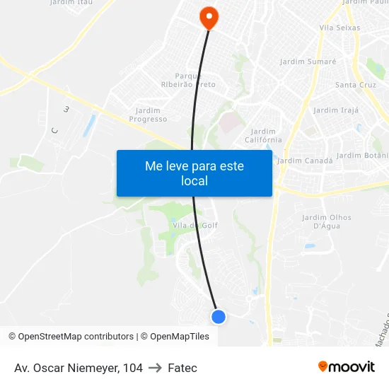 Av. Oscar Niemeyer, 104 to Fatec map