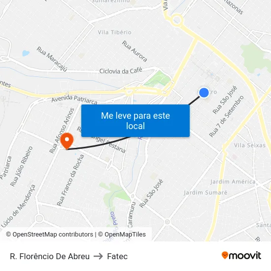 R. Florêncio De Abreu to Fatec map