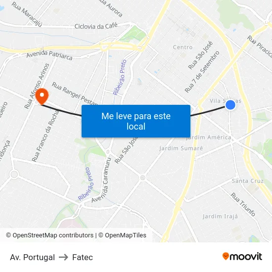 Av. Portugal to Fatec map