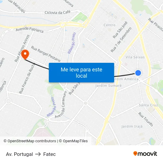 Av. Portugal to Fatec map