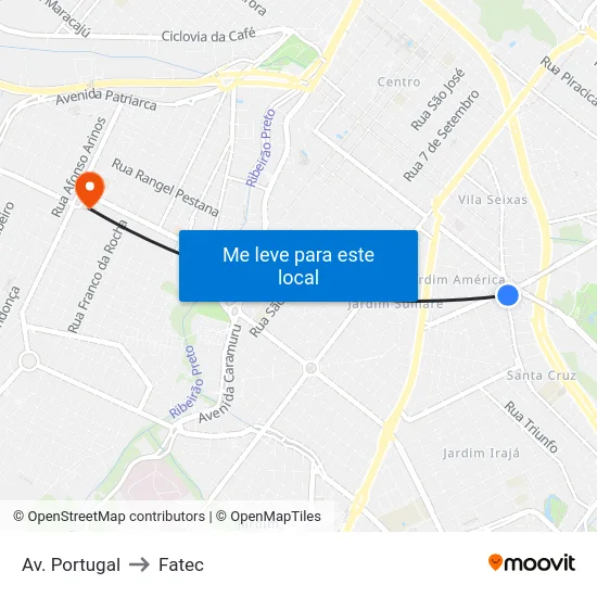 Av. Portugal to Fatec map
