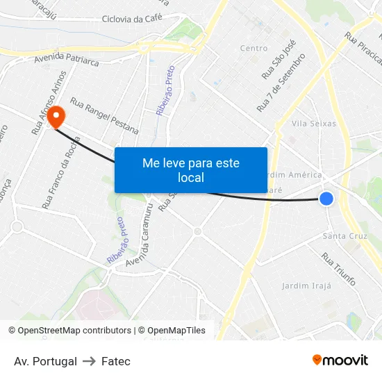 Av. Portugal to Fatec map