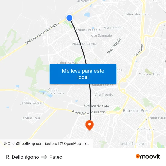 R. Delloiágono to Fatec map