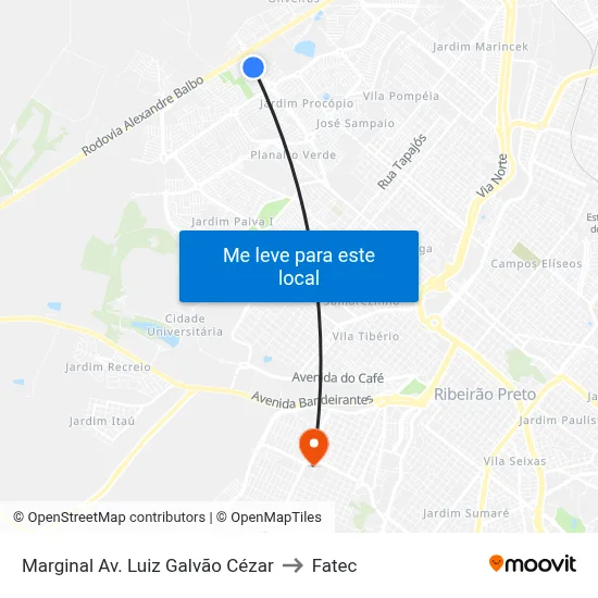 Marginal Av. Luiz Galvão Cézar to Fatec map