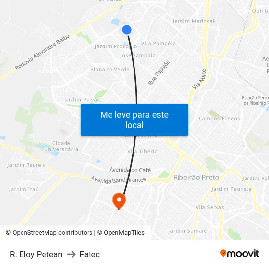 R. Eloy Petean to Fatec map