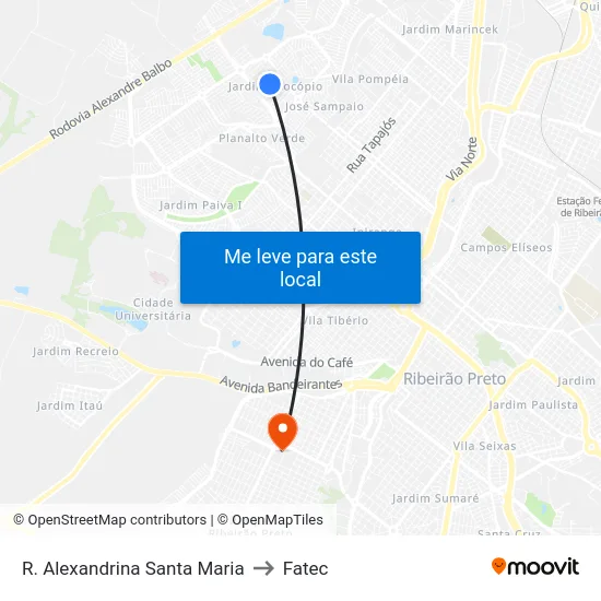 R. Alexandrina Santa Maria to Fatec map