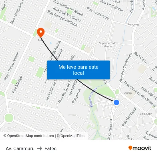 Av. Caramuru to Fatec map