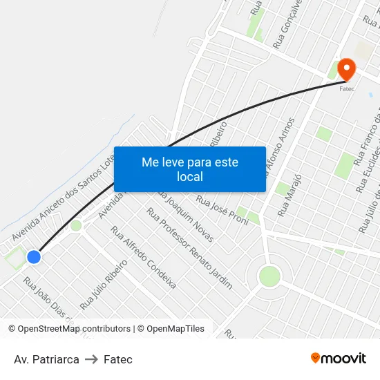 Av. Patriarca to Fatec map