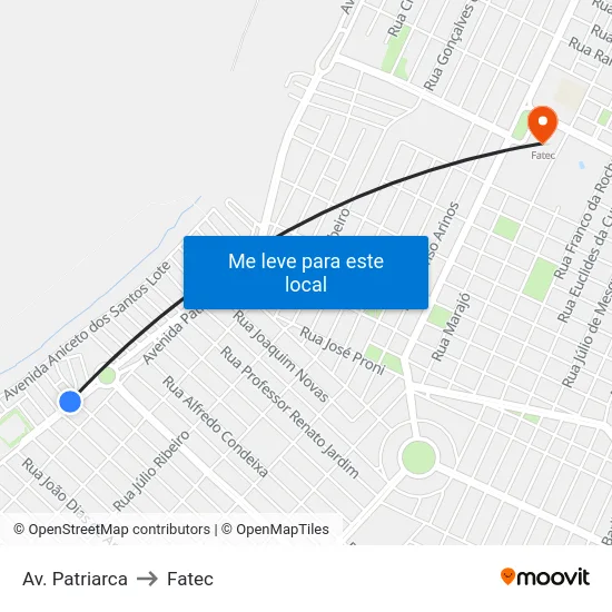 Av. Patriarca to Fatec map