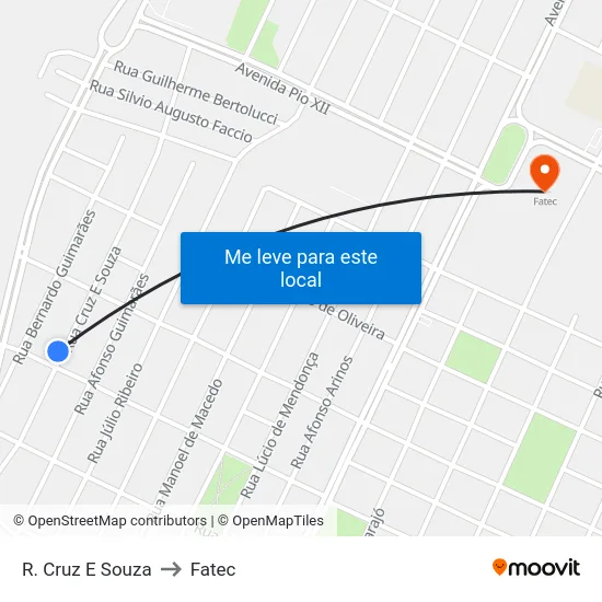 R. Cruz E Souza to Fatec map