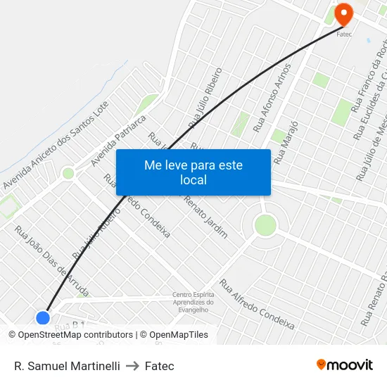 R. Samuel Martinelli to Fatec map