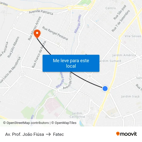 Av. Prof. João Fiúsa to Fatec map