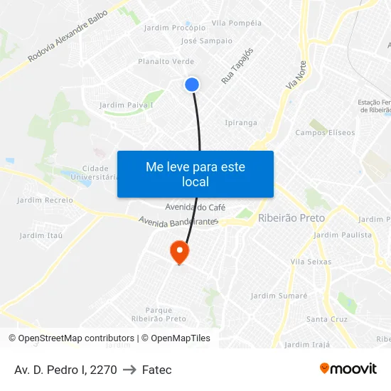Av. D. Pedro I, 2270 to Fatec map