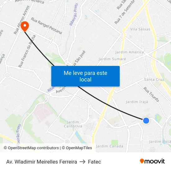 Av. Wladimir Meirelles Ferreira to Fatec map