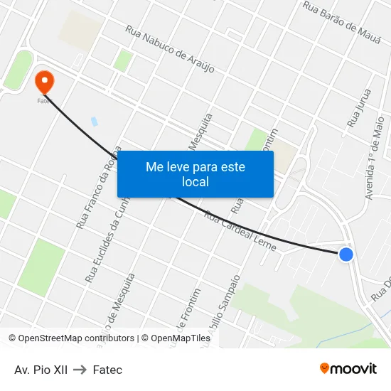 Av. Pio XII to Fatec map