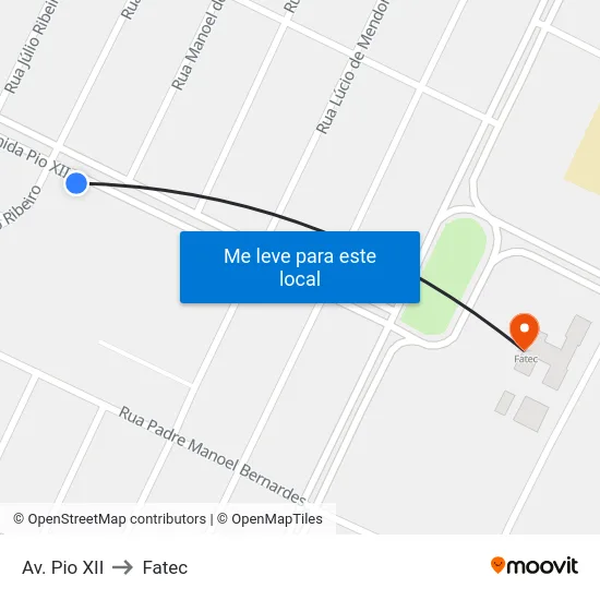 Av. Pio XII to Fatec map