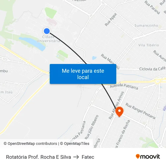 Rotatória Prof. Rocha E Silva to Fatec map
