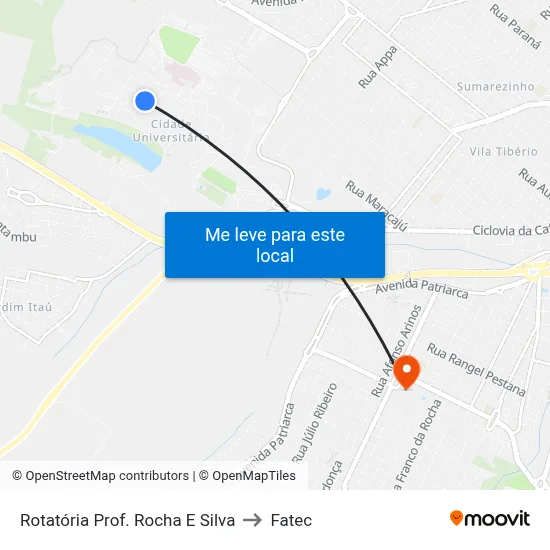 Rotatória Prof. Rocha E Silva to Fatec map