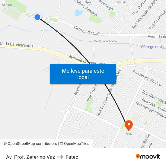 Av. Prof. Zeferino Vaz to Fatec map