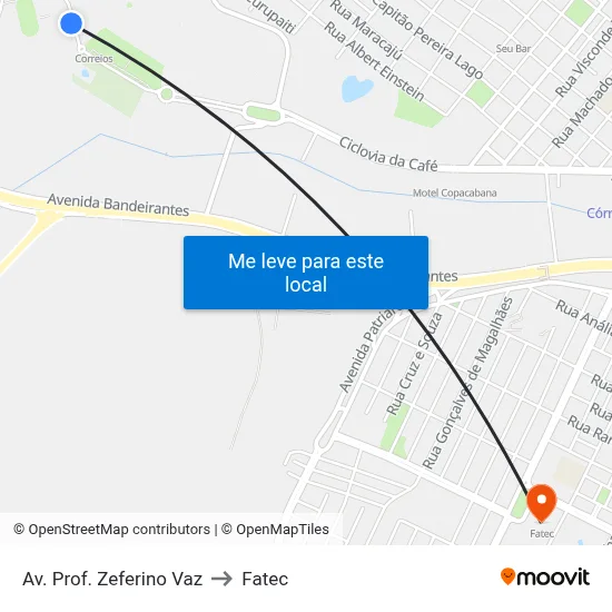Av. Prof. Zeferino Vaz to Fatec map