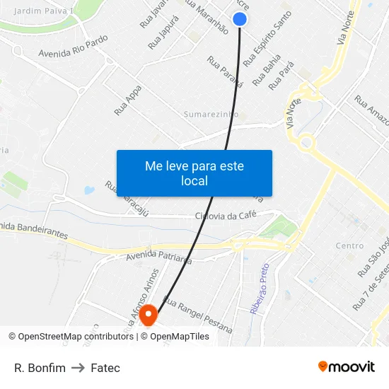 R. Bonfim to Fatec map